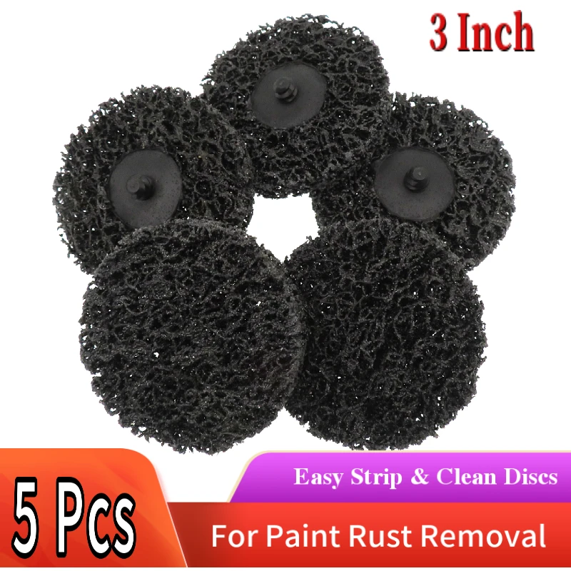 

5PCS 3" 75mm Quick Change Easy Strip & Clean Discs Black for Paint Rust Removal Auto Surface Prep