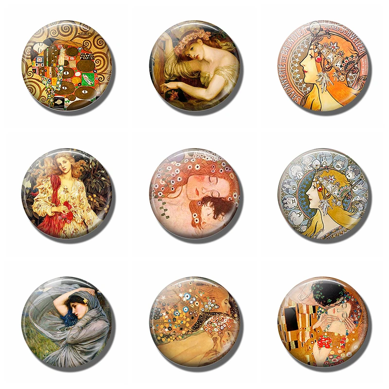 

Klimt's Kiss 30 MM Fridge Magnet Art Oil Painting Klimt Glass Cabochon Magnetic Refrigerator Stickers Message Board Home Decor