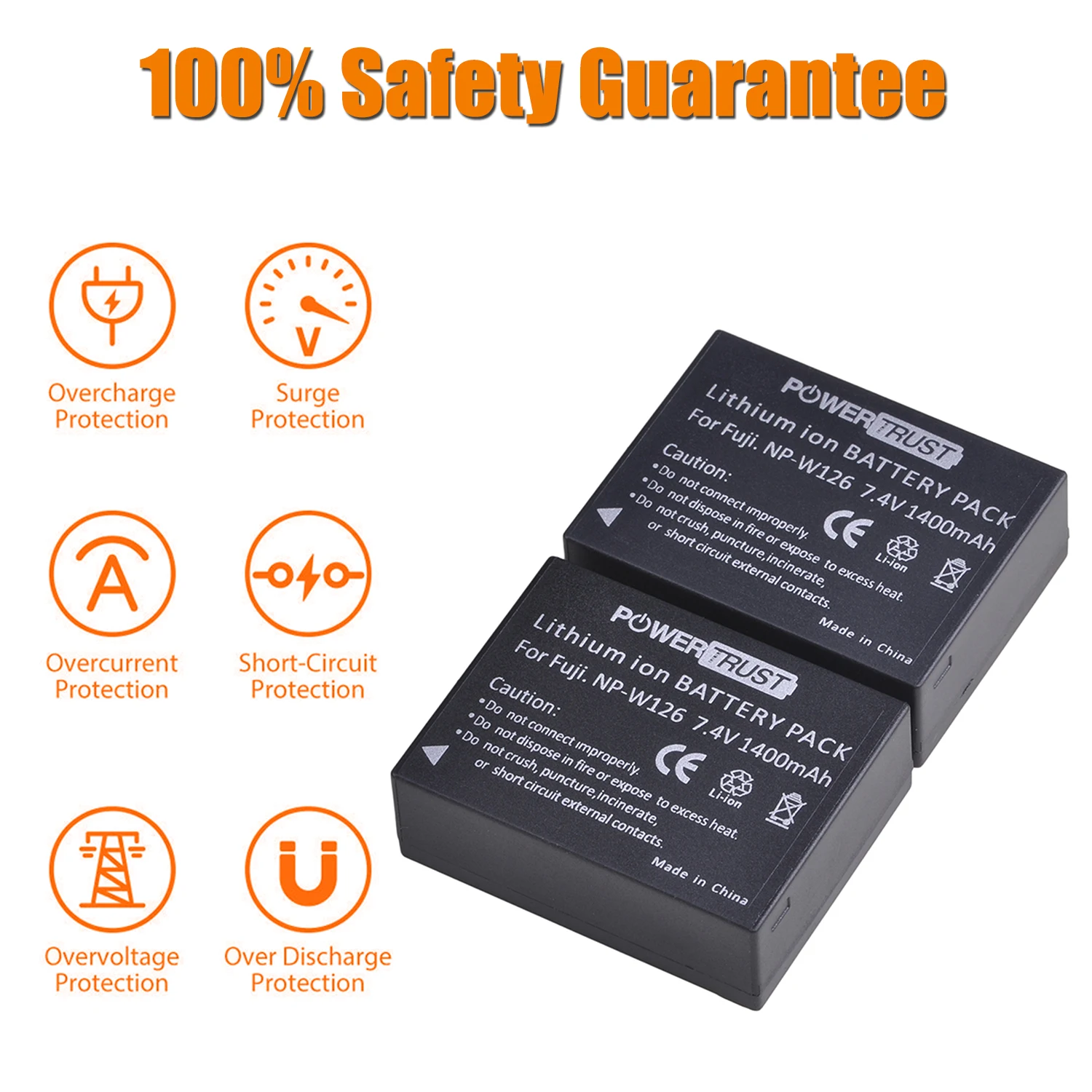 Batería de cámara de NP-W126 de 1400mAh + cargador USB LED para Fujifilm X100F, NP-W126S, X-A1, X-A2, X-A3, X-A5, X-A10, X-E2, X-E2S