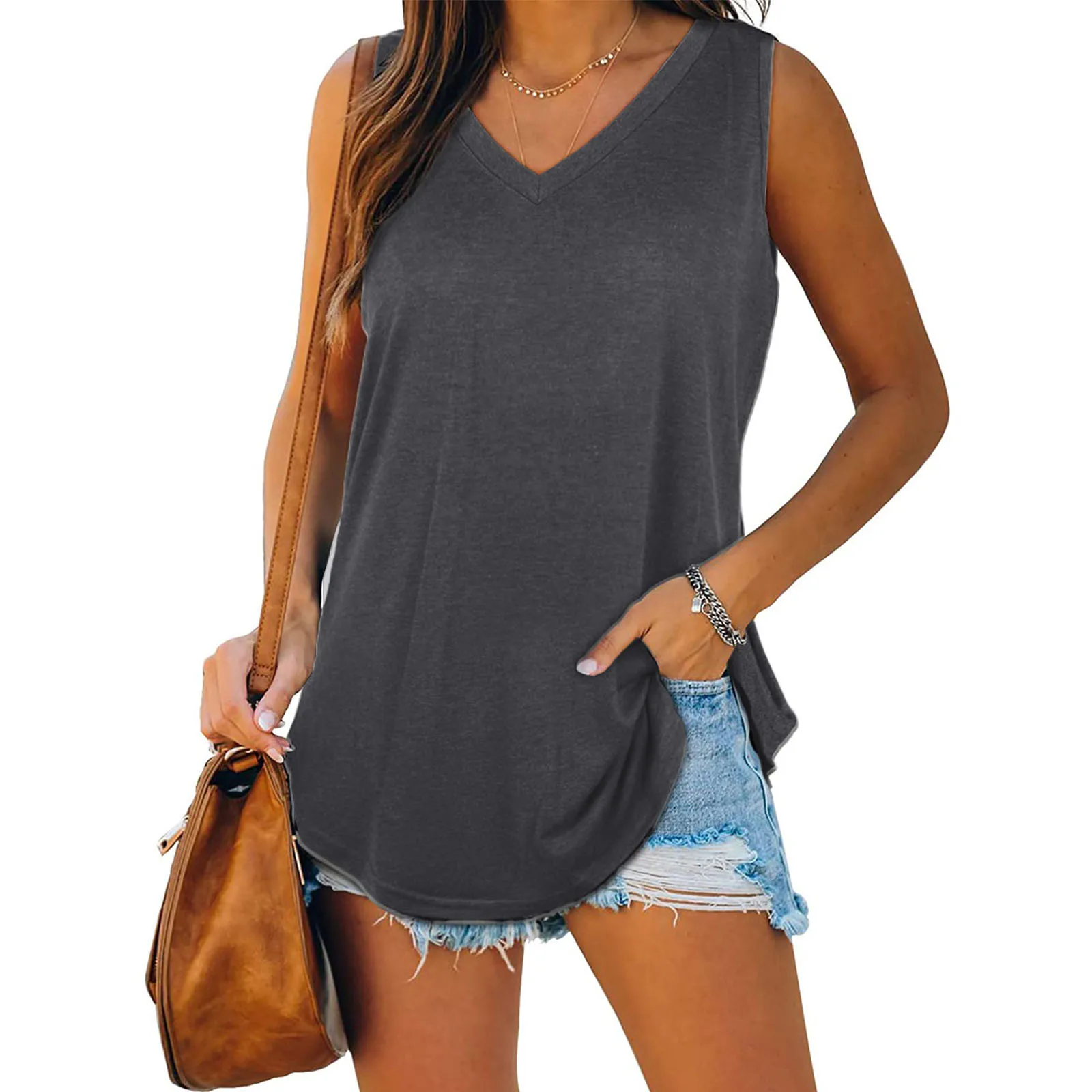 Oversized  Fashion Women\'s Tank Top Summer Cotton Tunic Solid Sleeveless Tops Loose Casual Camis Ladies Clothes женские футболки