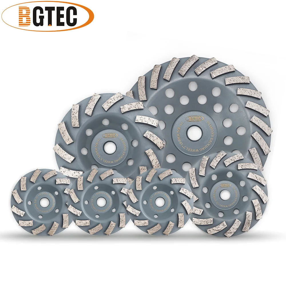 BGTEC 1pc 4'' 4.5'' 5'' 7'' Diamond Turbo Grinding Wheels Concrete Marble Granite Ceramic Tile Stone Grinder 5/8