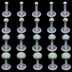 Lot 4Pcs Opal 17 Stone Bioplast Labret Monroe Lip Stud Fire Opal Ear Cartiliage Tragus Helix Piercing stud Ring 16g Body Jewelry