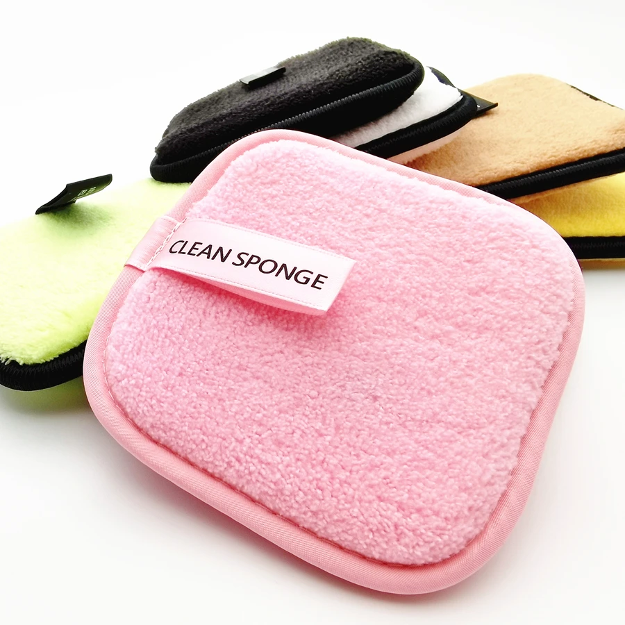 Reusable Makeup Remover Pads Wipes Square Shape Microfiber Make Up Removal Sponge Cotton Cleaning Pads Tool