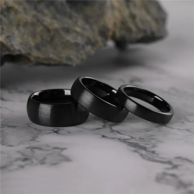 Tigrade Keramik-Ring in gebürstetem Schwarz, 4/6/8 mm breit, matte Oberfläche, Ehering für Männer und Frauen, Übergröße, trendiger Anillo für Damen und Herren – Detail 3