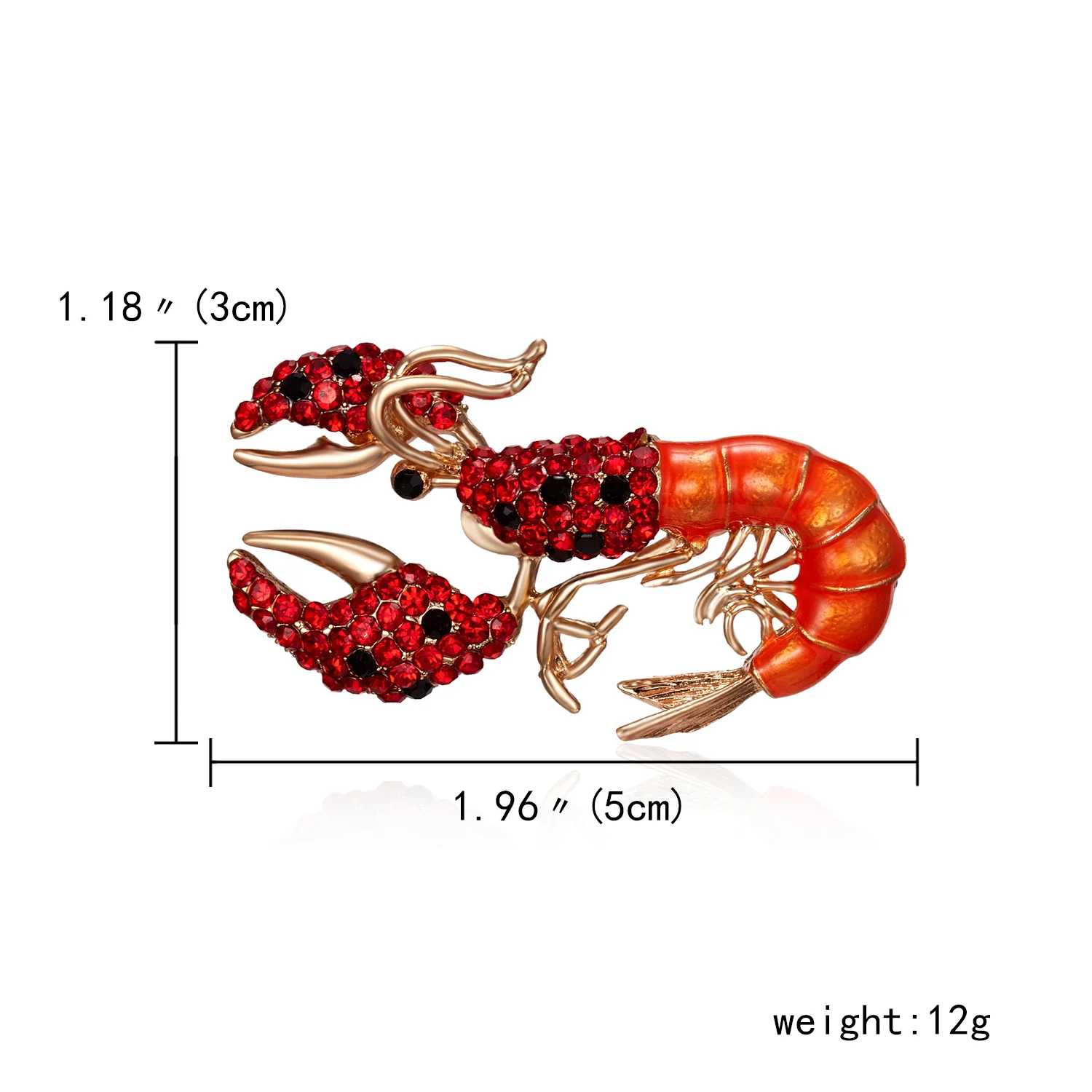 Rinhoo Vintage Rhinestone Shrimp Brooch Women Sparkling Animal Insect Lobster Badge Casual Party Banquet Brooch Lapel Pins Gifts