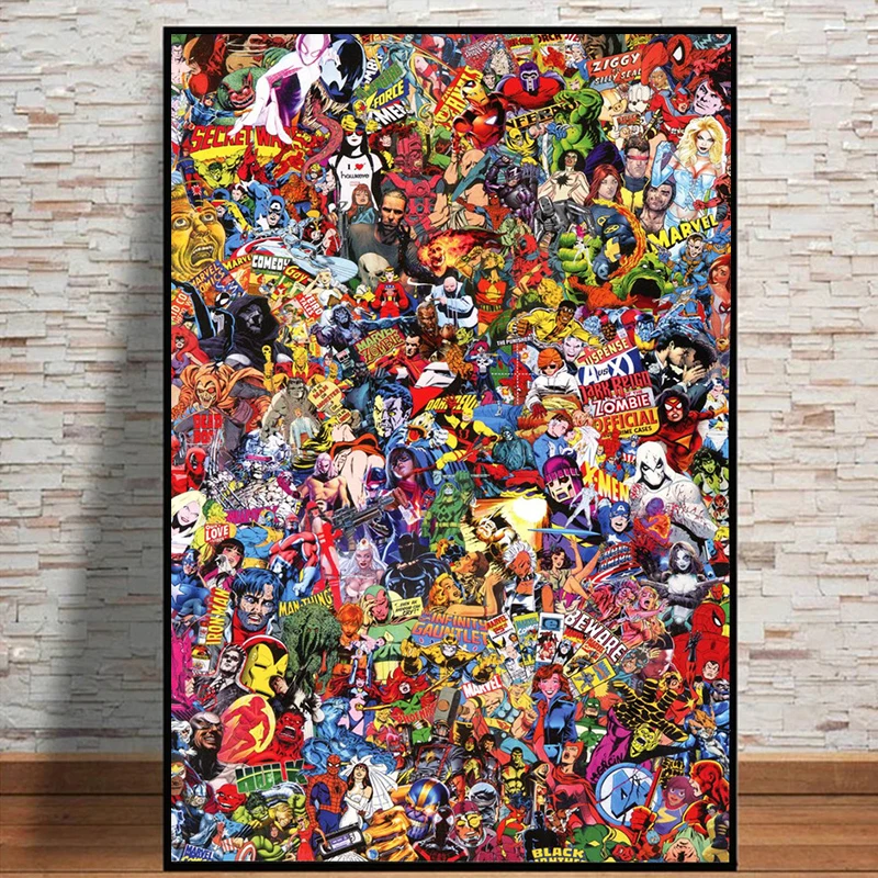 

Marvel Comics Canvas Painting Wall Art The Avengers Superhero Characters Posters And Prints For Kids Room Retro Home Decor