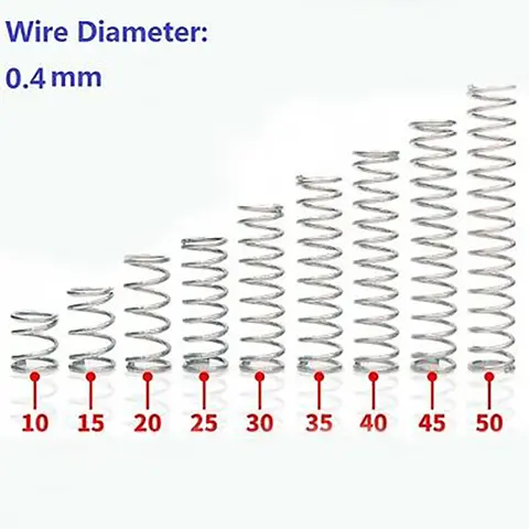 10pcs 0.4mm 압축 압력 스프링 304 스테인레스 스틸 스프링