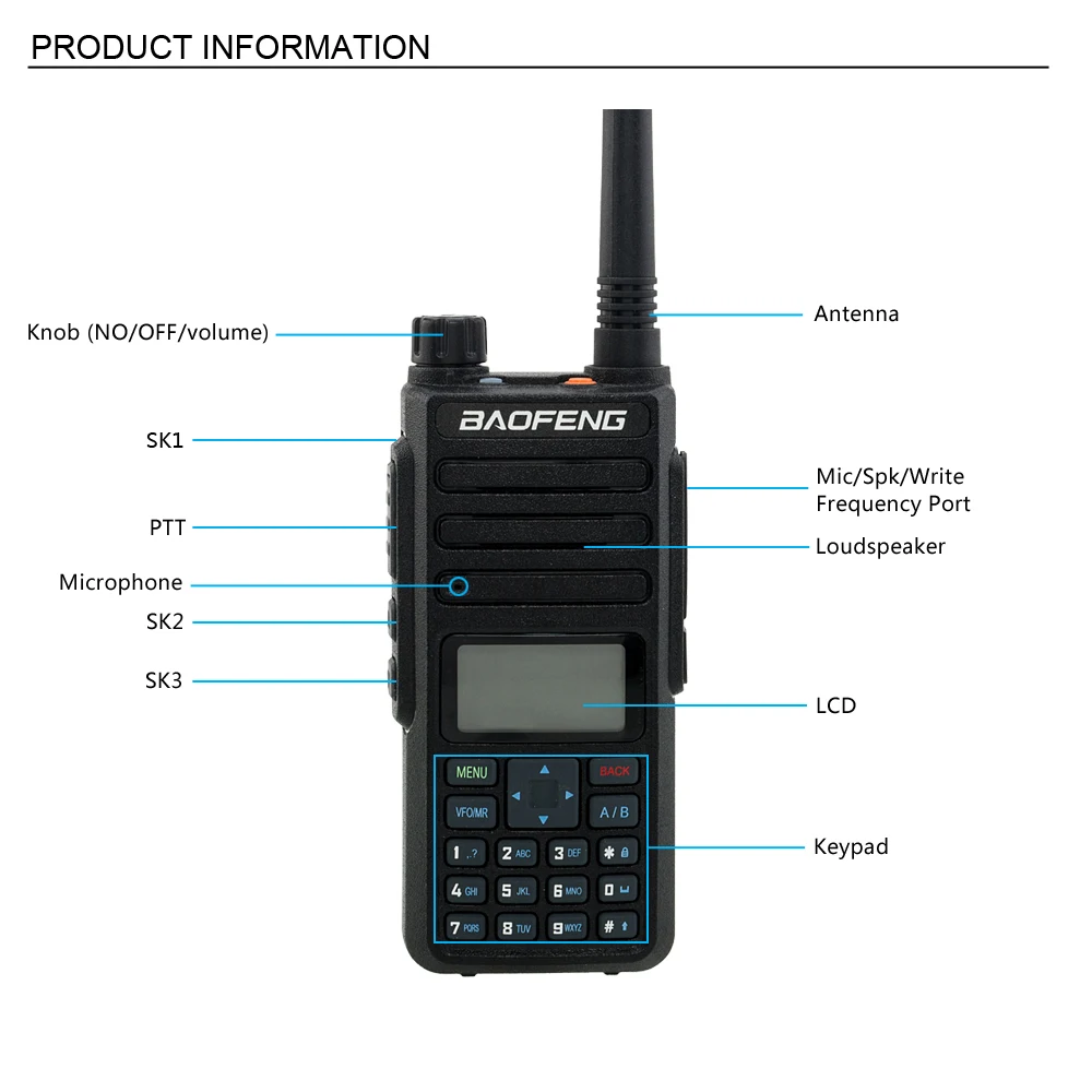 2PCS/lot Baofeng DR-1801 UV Dual Band 136-174 & 400-470MHz DMR Digital Radio Tier 1+2 DR1801 Dual Time Slot Walkie Talkie