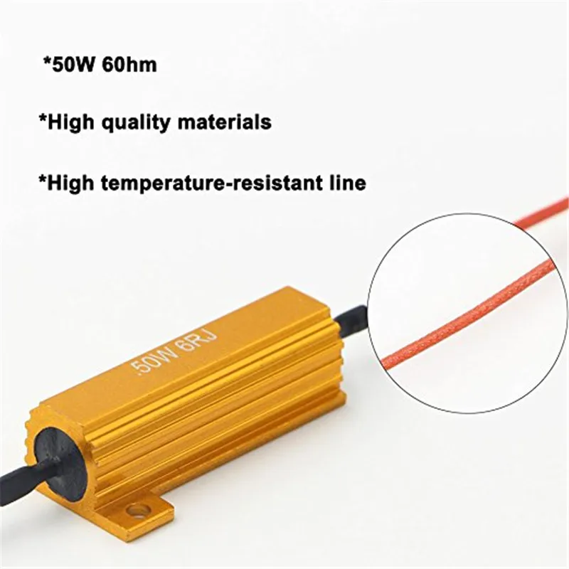 YSY 50W 6ohm Load Resistors Fix LED Bulb Fast Hyper Flash Turn Signal Blink Error Code for 1157 3157 7443 With 8 Quick Wire Clip