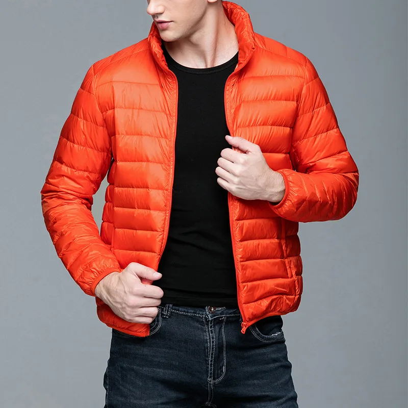 MRstuff-Veste légère à col court pour hommes, manteau en plumes, vêtements pour jeunes, automne, hiver, marque, nouveau, 2024