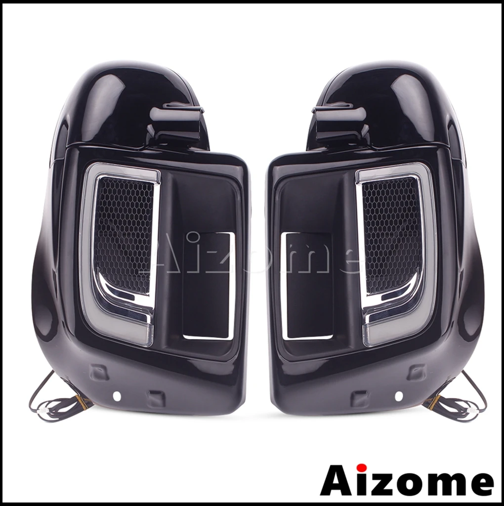 Motorcycle Leg Lower LED Grille Vented Fairing For Harley Touring Trike Road King Electra Street Glide FLHX FLHT FLRT 2014-2020