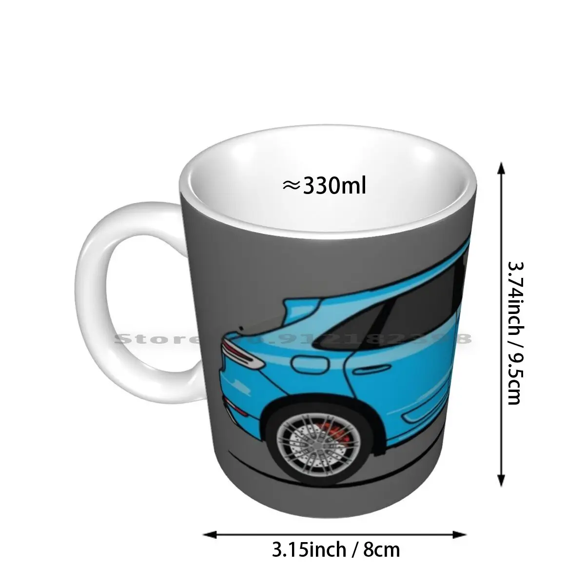 Macan-Miami Blue Ceramic Mugs Coffee Cups Milk Tea Mug Macan Suv 4x4 Car Racing Rally Sportier Supercar Germany Deluxe Luxury