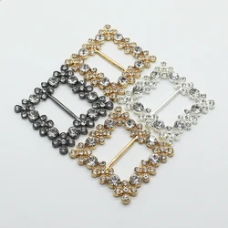 40MM Alloy Metal Belt Buckles 2Pcs/Lot Square DIY Handwork Buckle Sewing Clothing Diamond Rhinestones Decoration Accessories