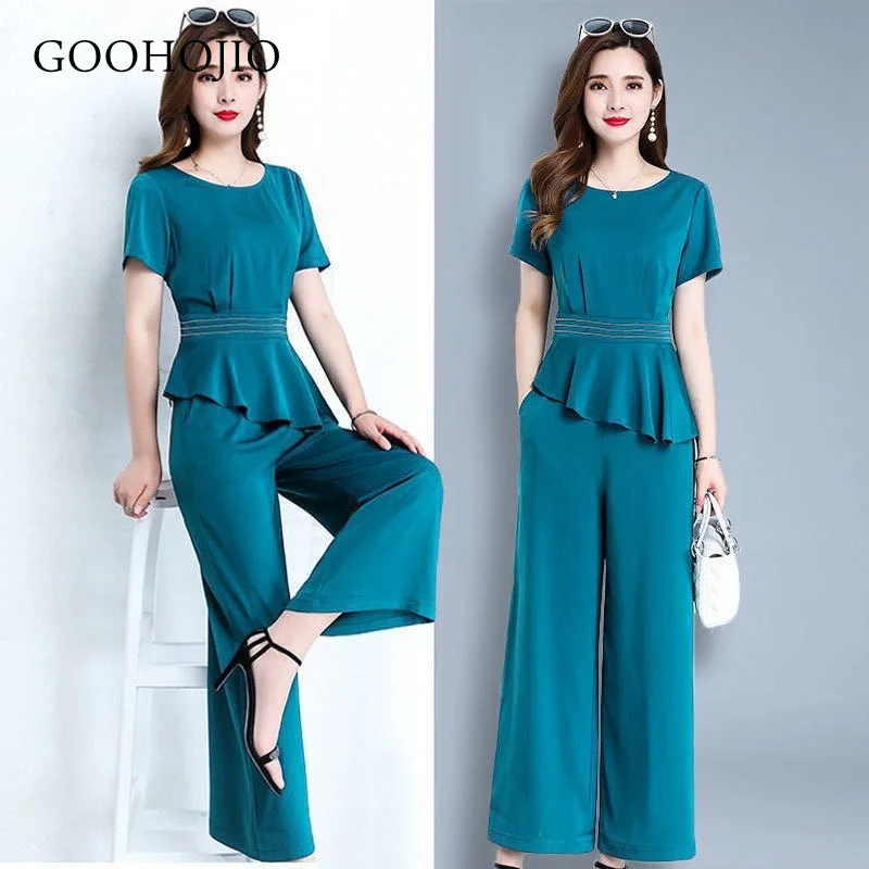 

GOOHOJIO 2021 New Spring and Autumn Two-piece Suit Women Wide Leg Pants Oversized Suit for Women Plus Size Women's Women Suit