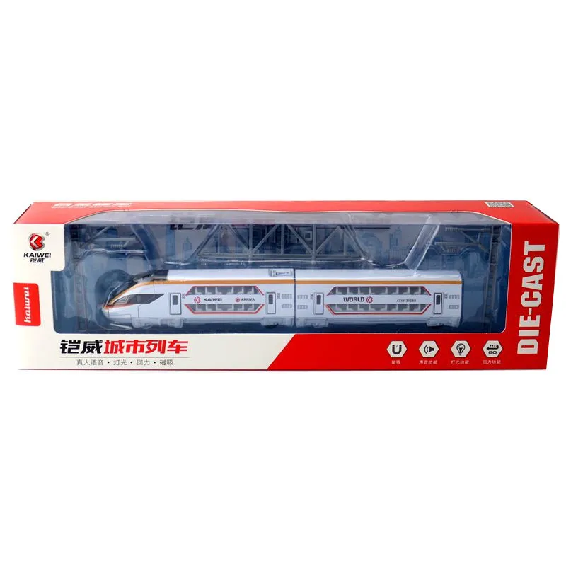 การจำลอง1:87 Alloy ดึงกลับ Double-Decker รถไฟรุ่นรถไฟความเร็วสูงรถไฟใต้ดิน Light Rail ของเล่นจัดส่งฟรี