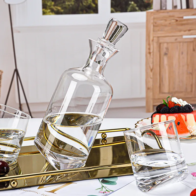 New Creative Oblique Standing Wine Set, Crystal Wine Glass, Model Room Wine Glass, Whiskey Glass Bottle Sets