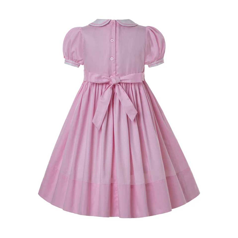 Pettigirl Summer Kids Children Pink Vintage Spanish Smocked Princess Dresses for Toddlers Baby Girls Flowers 2345681012 Years