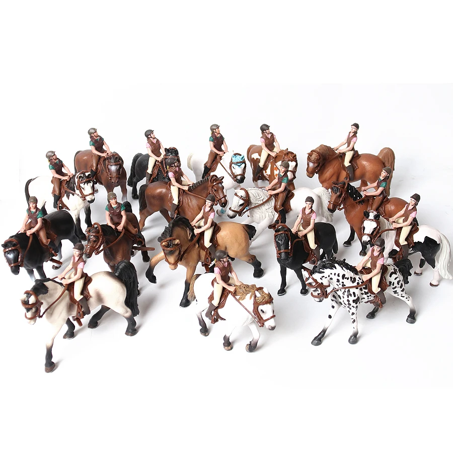 Figurine de chevalier de simulation avec cheval, figurines d'animaux de ferme, décoration d'équitation, beurre, cadeau pour enfants