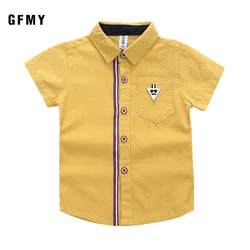 GFMY Boys' shirt summer new stripe Lapel short sleeve children's shirt pure cotton -Small and medium children Fashion blouse