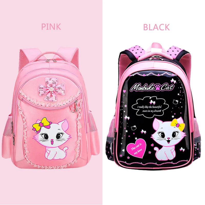 Children Orthopedic Cartoon Backpack Princess Cat Elementary Beautiful School Supplies Bags for Girls Kit Set;sac ecole enfant