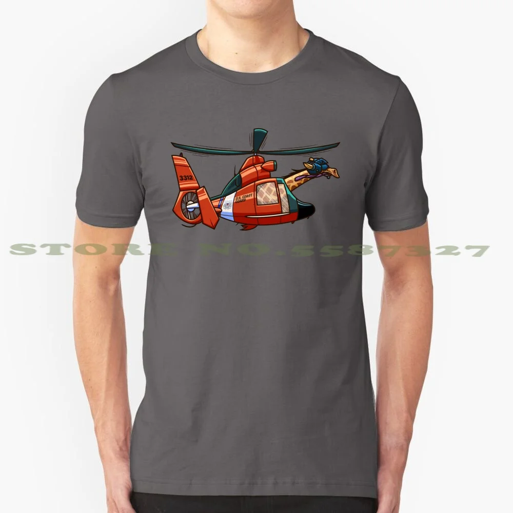 Us Coast Guard Giraffe 100% Cotton T-Shirt Us Coast Guard Giraffe Helicopter Pilot Fly Rotorcraft Rotors Rotor Aircraft Rescue