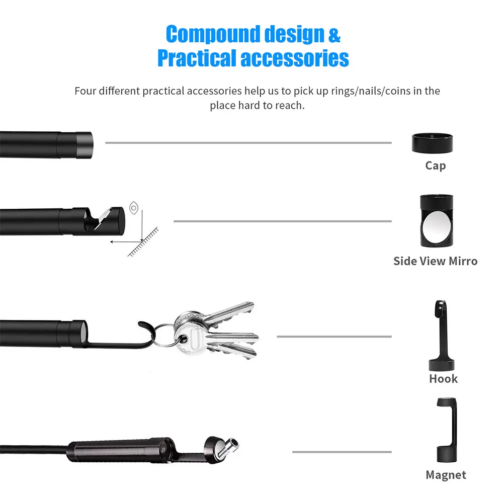 2.4 Inch IPS HD Screen Digital Detection Endoscope Industrial Household Handheld Endoscopes with LEDs