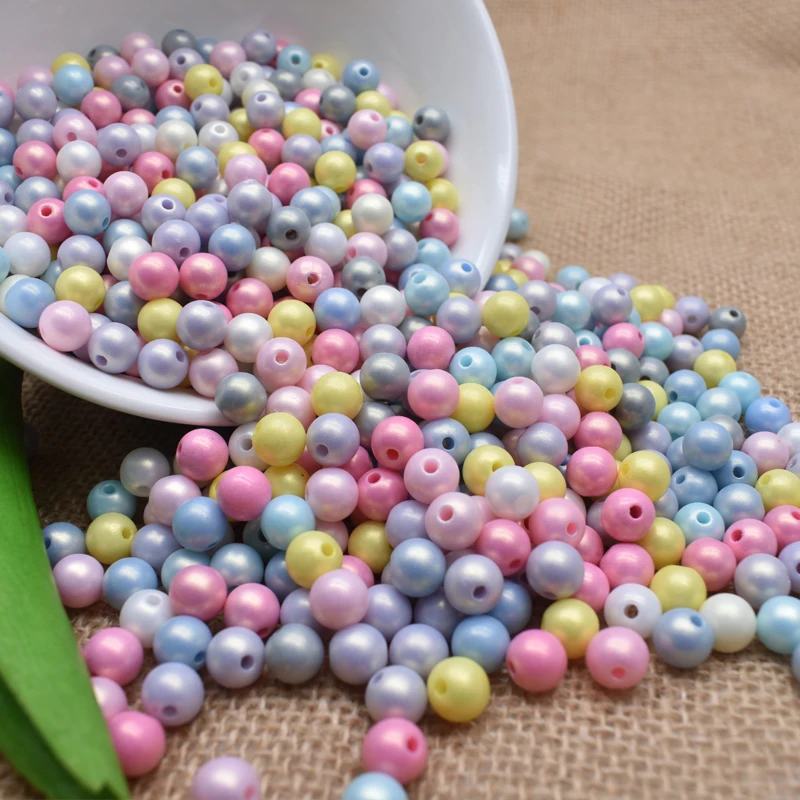 8/10mm Cheap Hot Mix Color Plastic Acrylic Clouds Beads Effect Round Spacer Beads Acrylic Sugar Beads For DIY Jewelry Making