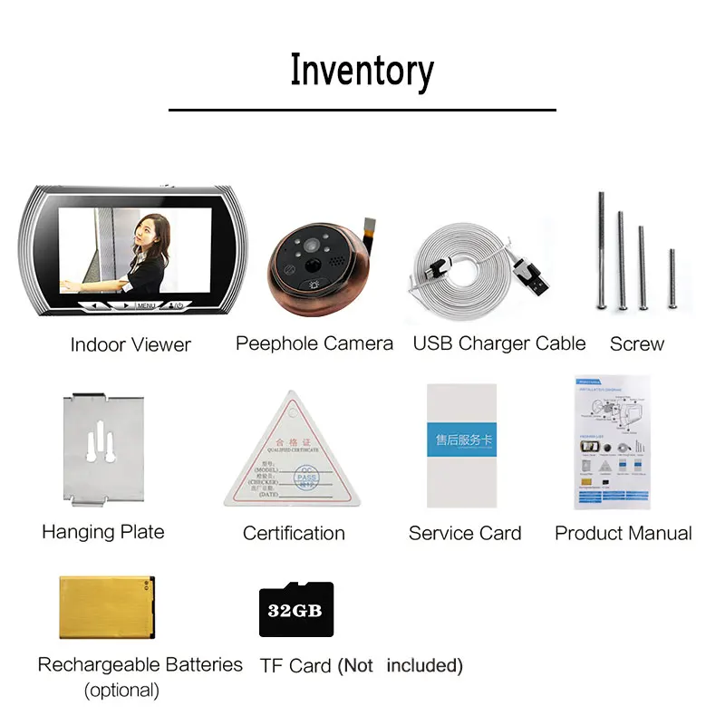 4.3" Smart home Digital visual intercom Doorbell Door peephole Camera Doorbell Video Recorder Night Vision PIR Motion No Disturb