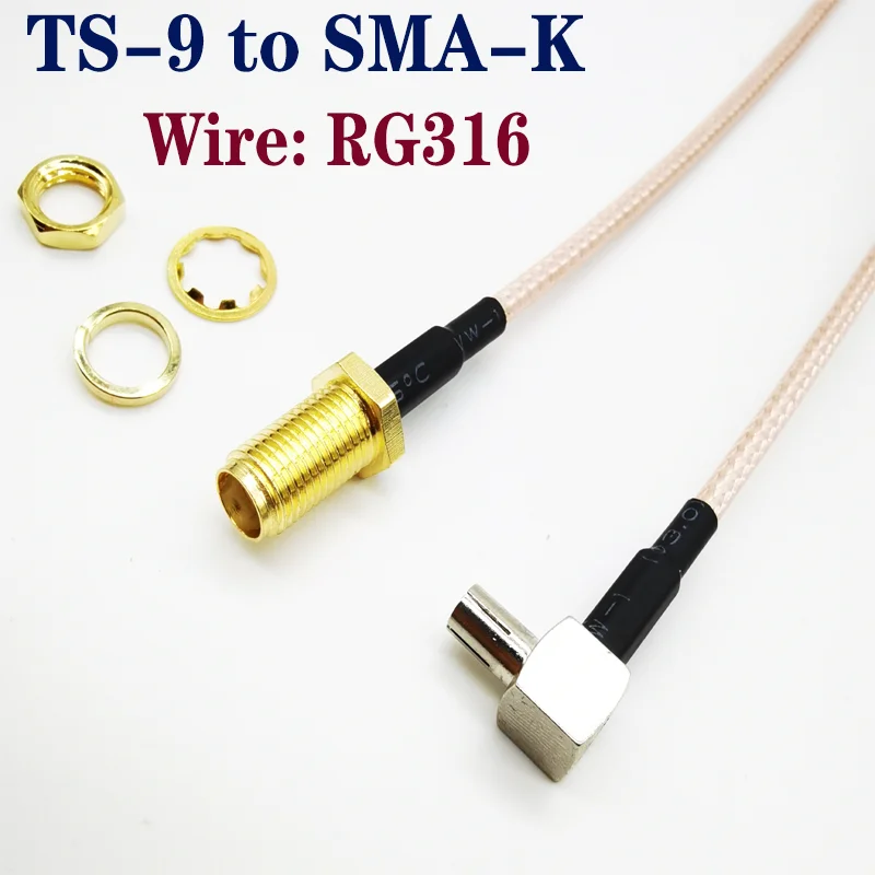 

TS - 9 through SMA - k female head RG316 low loss rf feeder tieline extended length 15 cm, 20 cm, 30 cm 50 cm communication tran