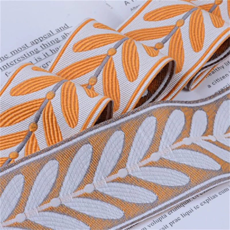 12M Leaf Jacquard Webbing Curtain Trim Embroidery Ribbon Sofa Cushion Dress Lace Tablecloth Tassel Fringe Accessories Home Decor