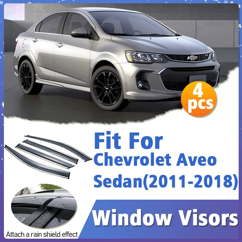 

Window Visor Guard for Chevrolet Aveo Sedan 2011-2018 4pcs Cover Trim Awnings Shelters Protection Sun Rain Deflector Accessories