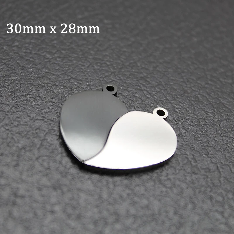 100% Stainless Steel Broken Heart Tag Pendant For Engrave Metal Heart Puzzle Jigsaw Charm Mirror Polished 10pair