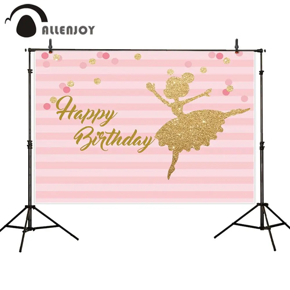 Allenjoy-خلفية مطبوعة لحفلات أعياد الميلاد للأولاد والبنات ، وخلفية للتصوير الفوتوغرافي ، وتاج الباليه الوردي ، والجليتر الذهبي