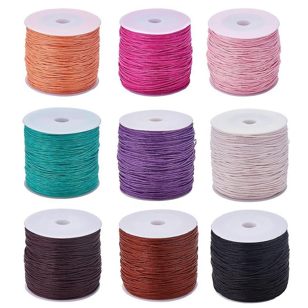 

100yards/roll 1mm Waxed Cotton Thread Cords String Strap For DIY Braided Bracelet Necklaces Jewelry Findings Making