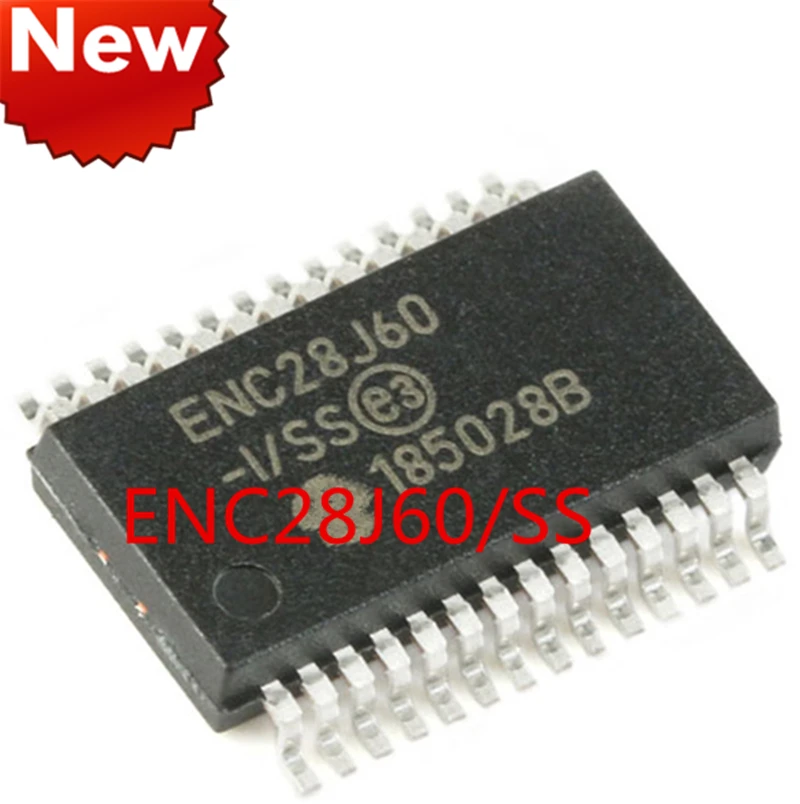 

5PCS 100% New Original ENC28J60-I/SS SSOP28 Ethernet Controller Chip with 8KB RAM