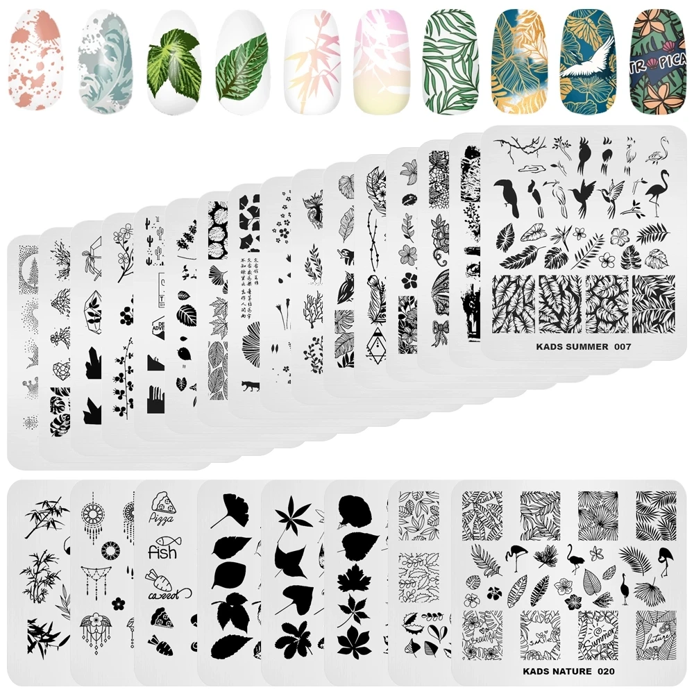 Nail Stamping Plate Nature Leaves Feathers Design Image Stencils Template Nail Art DIY Plates for Manicuring Painting Tools