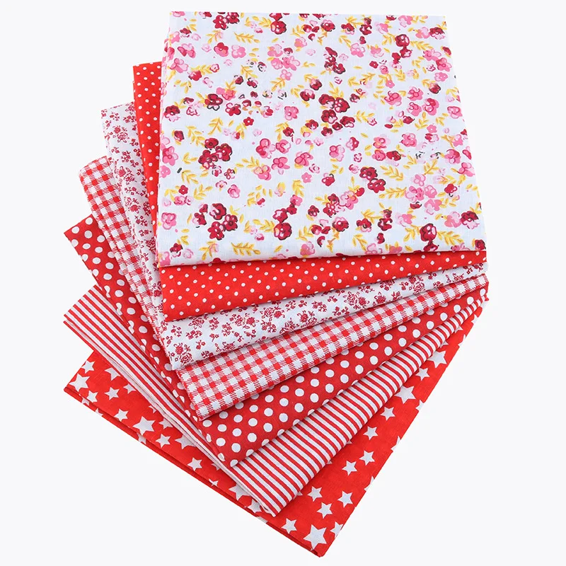 

7pcs Red Cotton Patchwork Fabric Bundle For DIY Sewing Textiles Tilda Doll Cloth Quilting Tissue 50cmx50cm