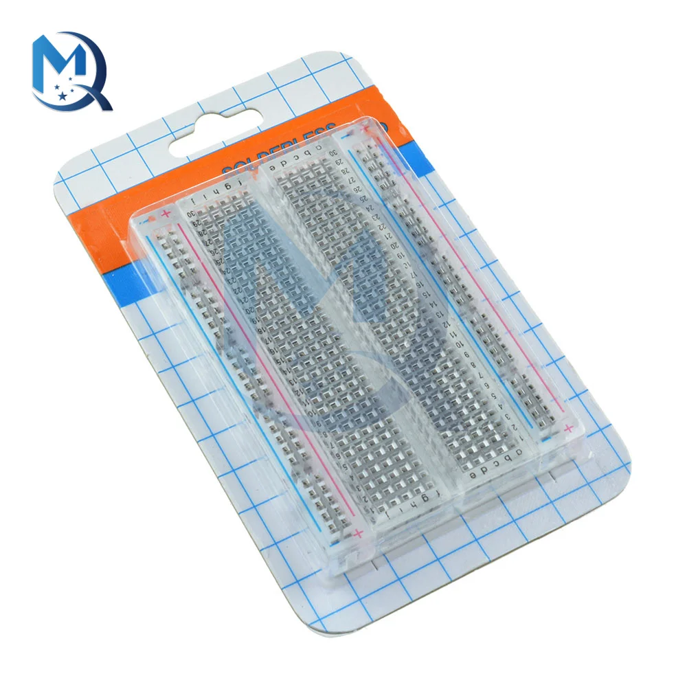 400 Tie Points Solderless Breadboard Transparent Crystal PCB Universal Test Circuit Protoboard for Arduino  Experiment