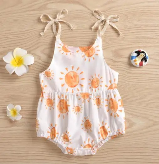 Newborn Baby Girls Fashion Sun/Sunflower Print Romper Stylish Sleeveless Romper for Kids Girls