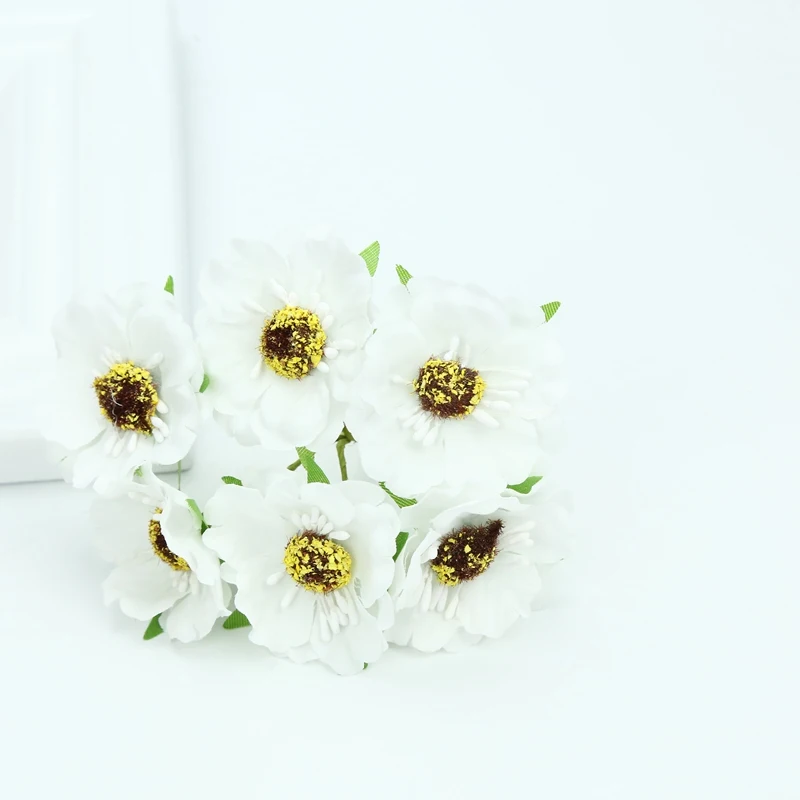 6 Pieces Stamen Artificial Plants Wedding Decorative Flowers Christmas Wreaths Vases for Home Decor Silk Cherry Fake Flowers