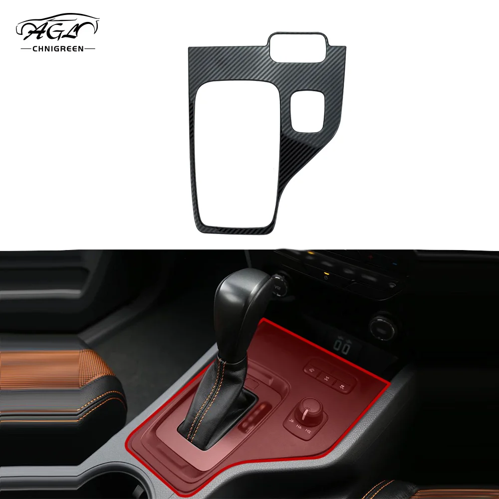 Stainless Steel Carbon Fiber Color High Configuration Gear Shift Panel Cover for Ford Ranger 2015-2020 Mazda BT-50 2011-2020