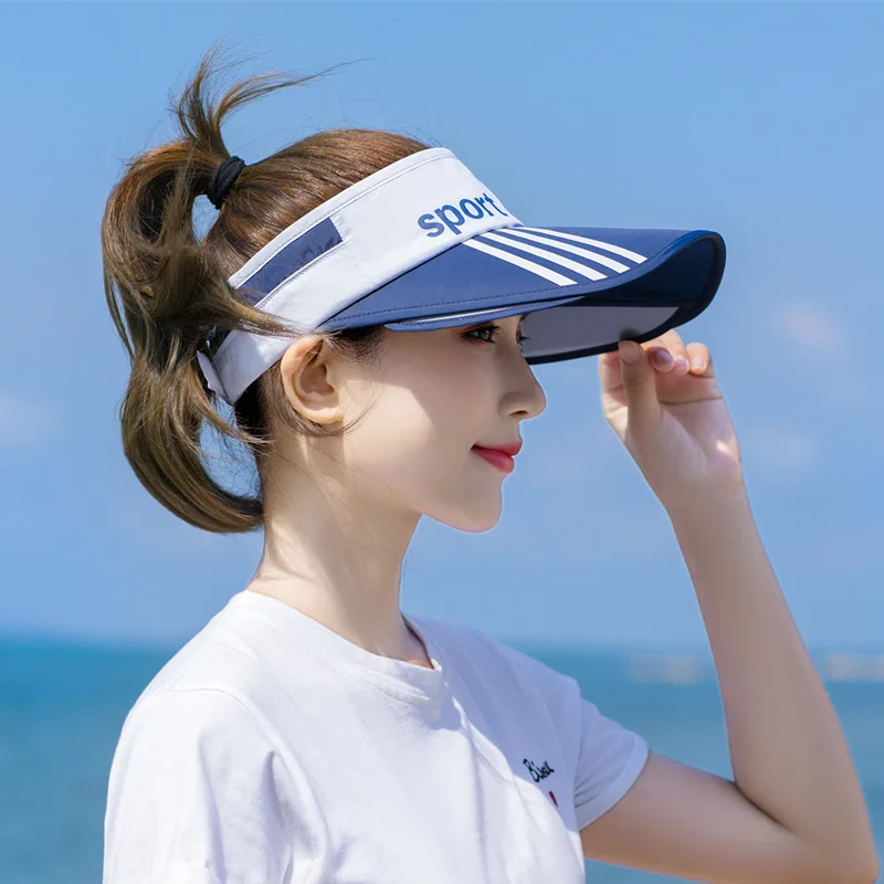 2022 new style sun virsors sports print sun hats for women wide brim beach hat UV protection female cap