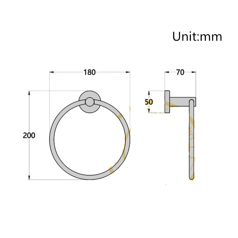 Messing Grau Wand-montiert Handtuch Rack Handtuch Rack Bad Zubehör Handtuch Ring Runde 18CM