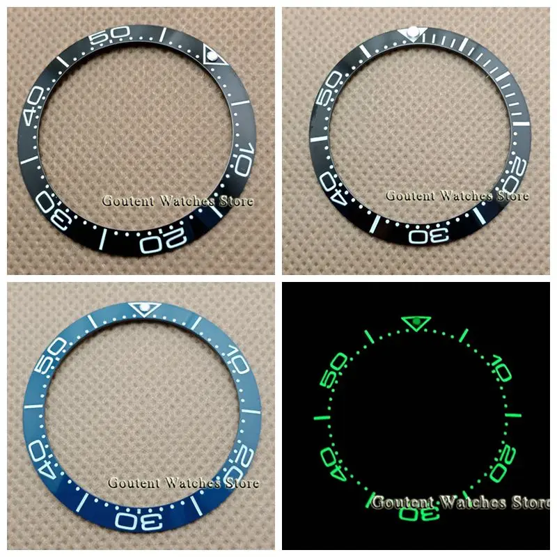 38mm blue/black super luminous bezel insert Ceramic Bezel Ring Insert Watch Parts fit for 40mm watches