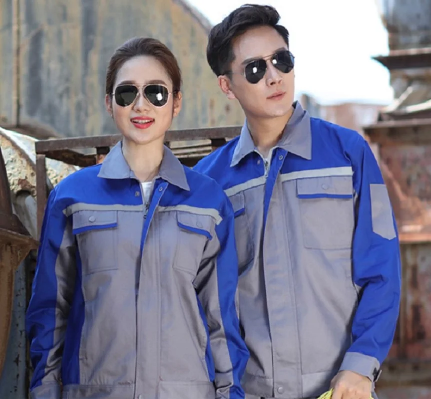 مجموعة ملابس العمل بدلة لحام طويلة الأكمام ملابس العمل مجموعة العمل الميكانيكية مقاومة للاهتراء إصلاح مصنع الهندسة المآزر