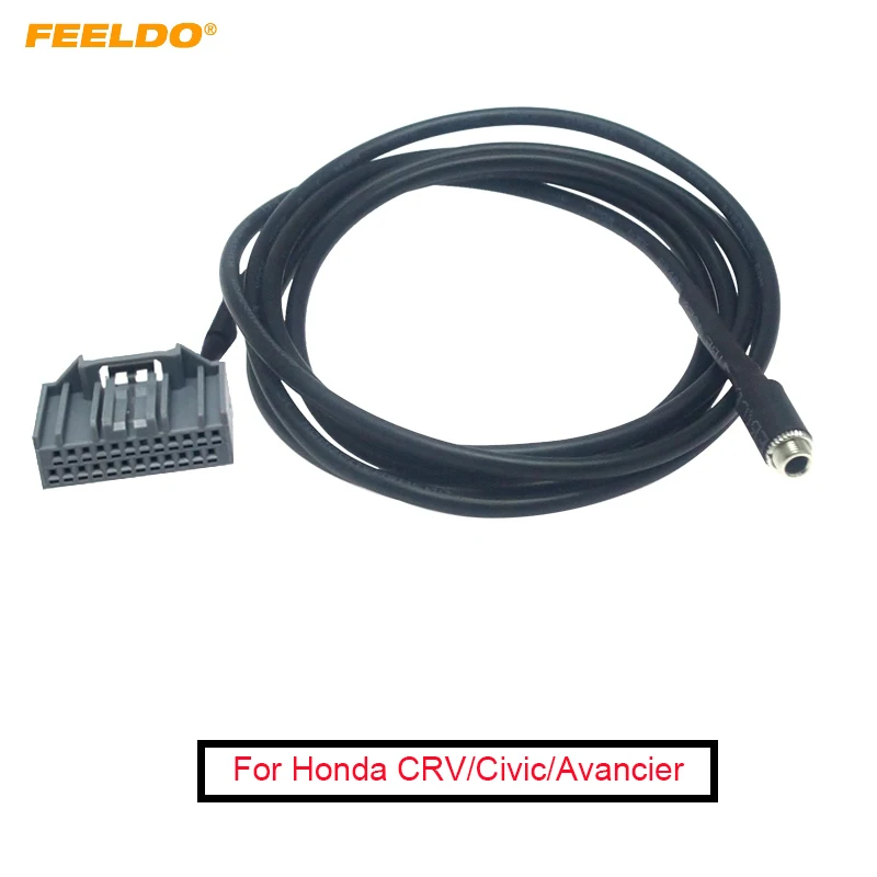 

FEELDO 5Pcs Car Audio 3.5mm Female To 24Pin Connector AUX-in Adapter AUX Cable For Honda CRV/Civic/Avancier/Vezel/Crider/XR-V