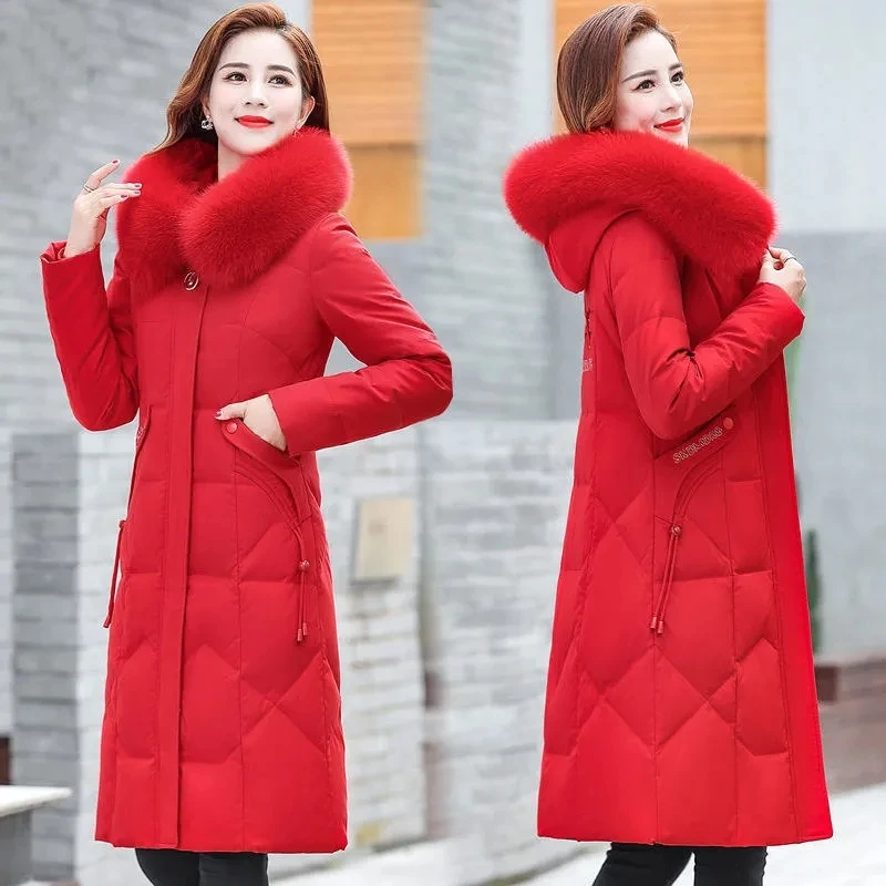 

NiceWinter Women Jacket Long Over knee Down Cotton Padded Female Coat High Quality Warm Outwear Womens Parka Manteau Femme Hlver