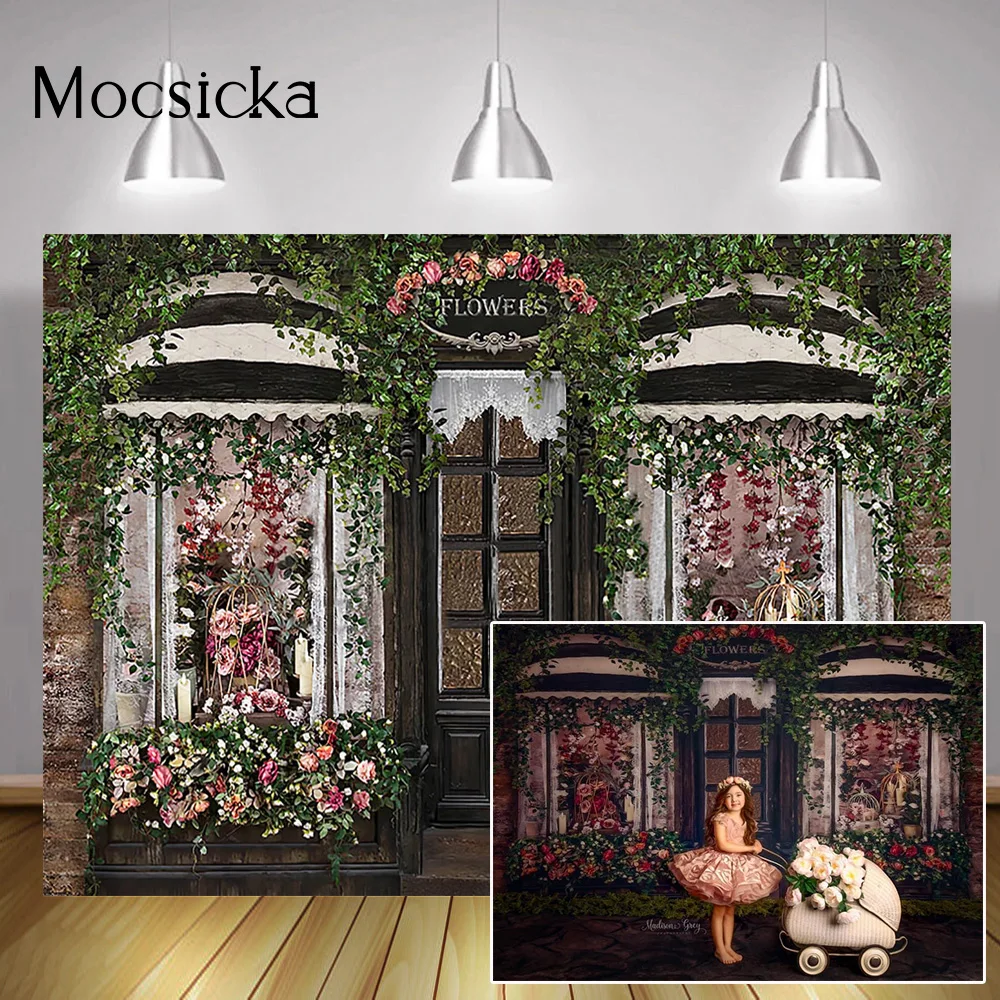 Flower Shop Backdrop Spring Floral Portrait Background Photocall Green Vine Romantic Scenes Wedding Bridal Shower Photography