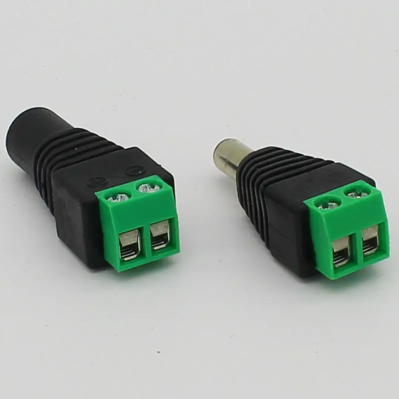 No soldering 2.1x5.5mm Power DC Jack Plug Socket dc Connector Female + Male DC Plug Jack Adapter Wire Connector CCTV Connector