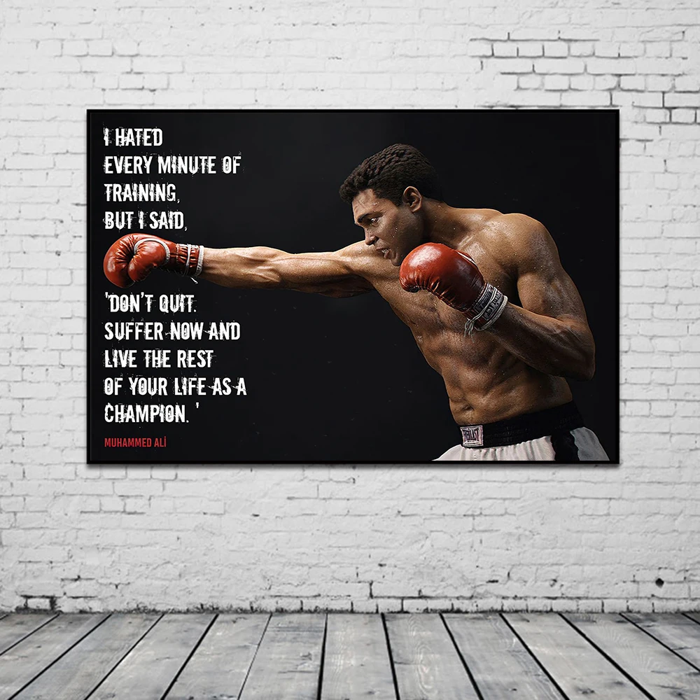 

Classic Muhammad Ali Canvas Painting Famous Boxer Inspirational Poster Wall Art Print Pictures For Living Room Home Decor